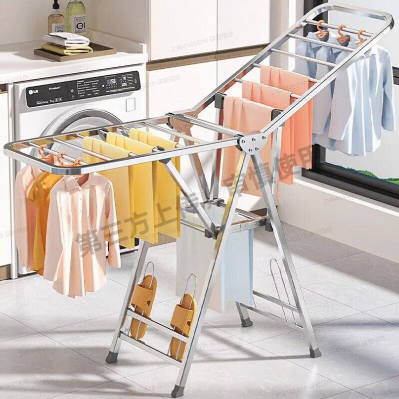 不锈钢折叠晾衣架室内家用阳台落地凉衣架晒衣架尿布架挂衣架宿舍