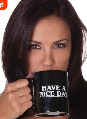 Have a nice day中指陶瓷咖啡马克杯子茶水杯Middle Finger粗鲁新