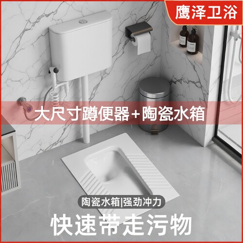 便盆蹲便器整套超薄带水箱冲水箱蹬家用厕所卫生间马桶陶瓷洗手盆