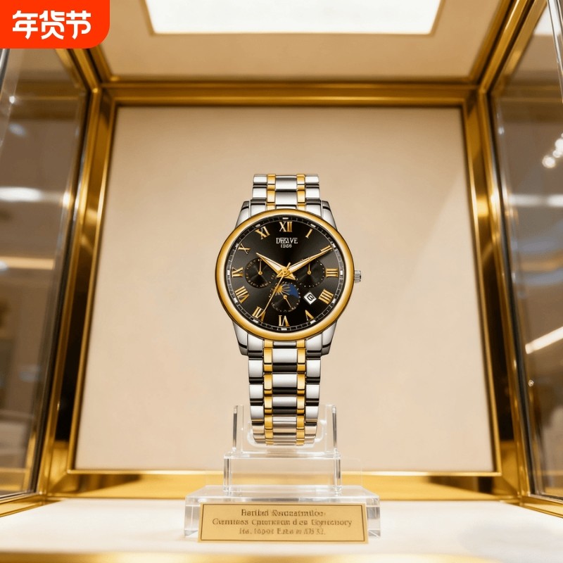 手表瑞士名表正品全自动机械风石英表商务高级感夜光防水时尚钢带