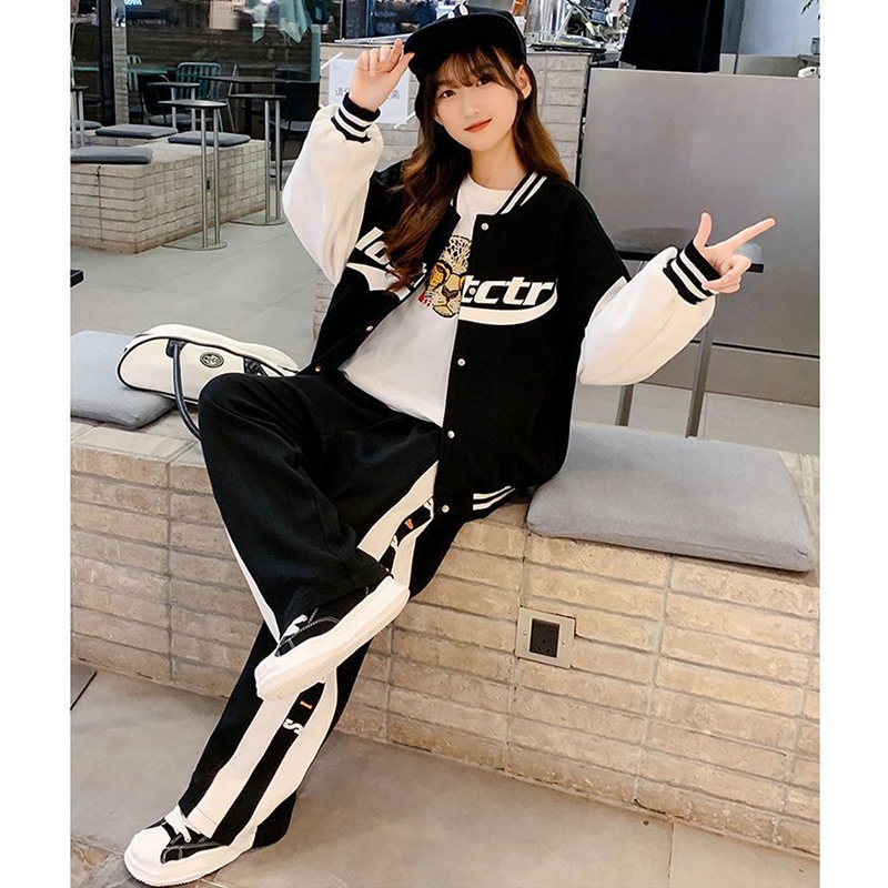 女童运动套装秋冬装2025新款中大童冬装儿童加绒加厚棒球服一整套