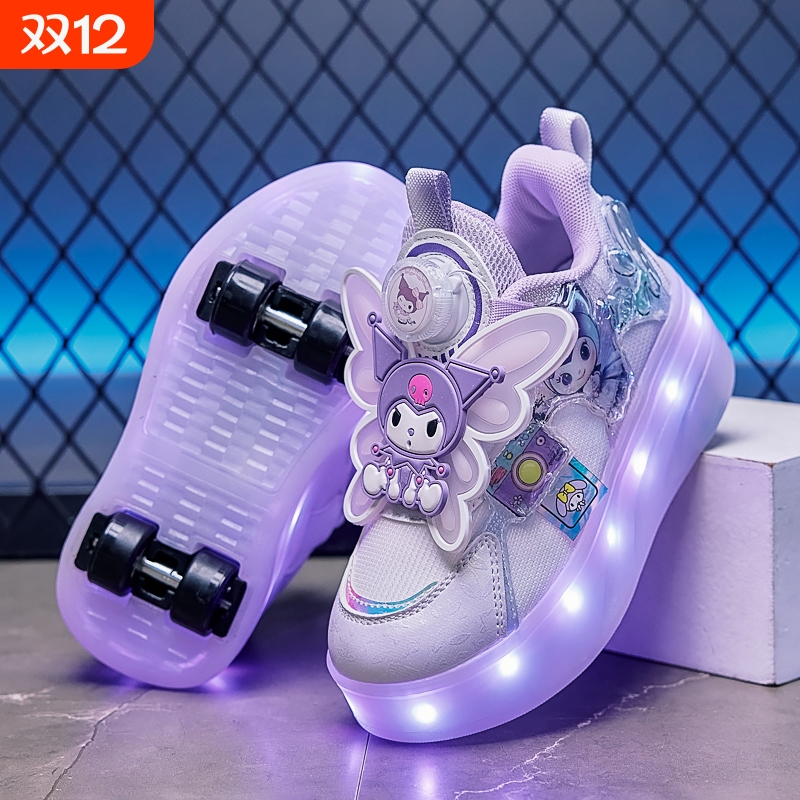 库洛米暴走鞋女童2025新款秋季带轮子儿童滑轮鞋可拆装女孩溜冰鞋