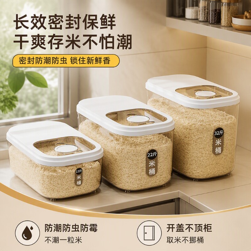 米桶家用密封罐防虫防潮食品级大米储存容器2026面桶米箱米面滑盖