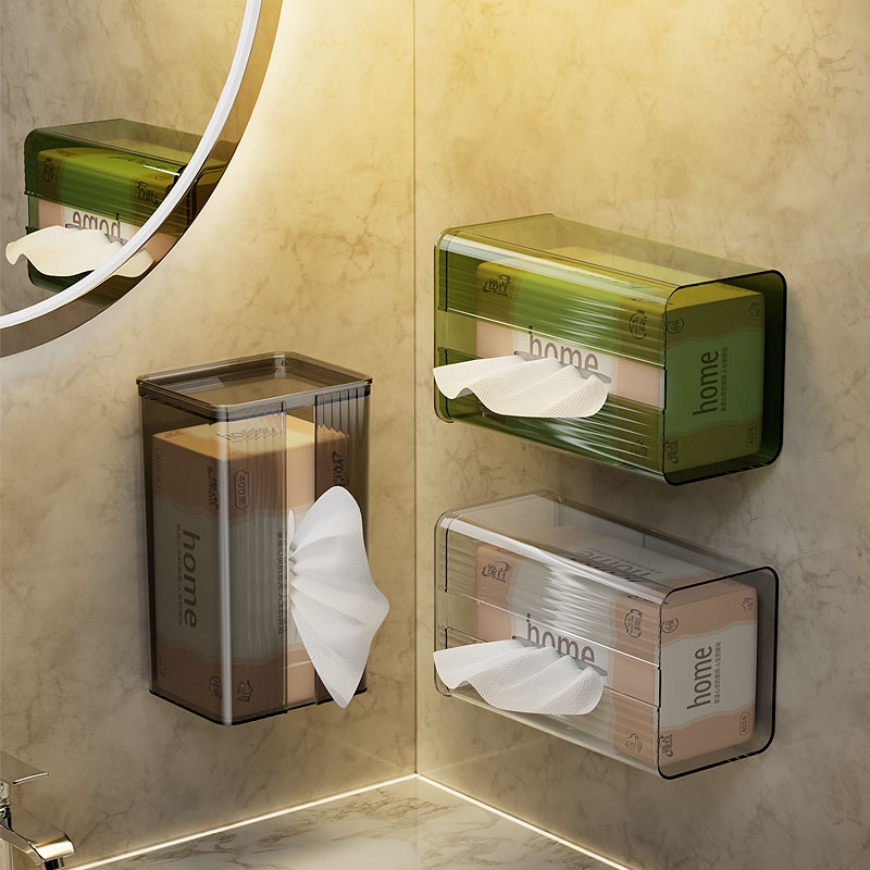 浦司纸巾盒卫生间壁挂式洗脸巾收纳盒厕所厨房抽纸盒卷纸架卫生纸