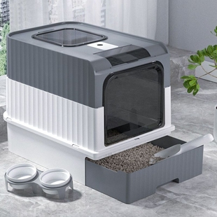 猫砂盆紫外线抽屉式除臭杀菌全封闭顶盖防臭防溅的猫厕所自动清理