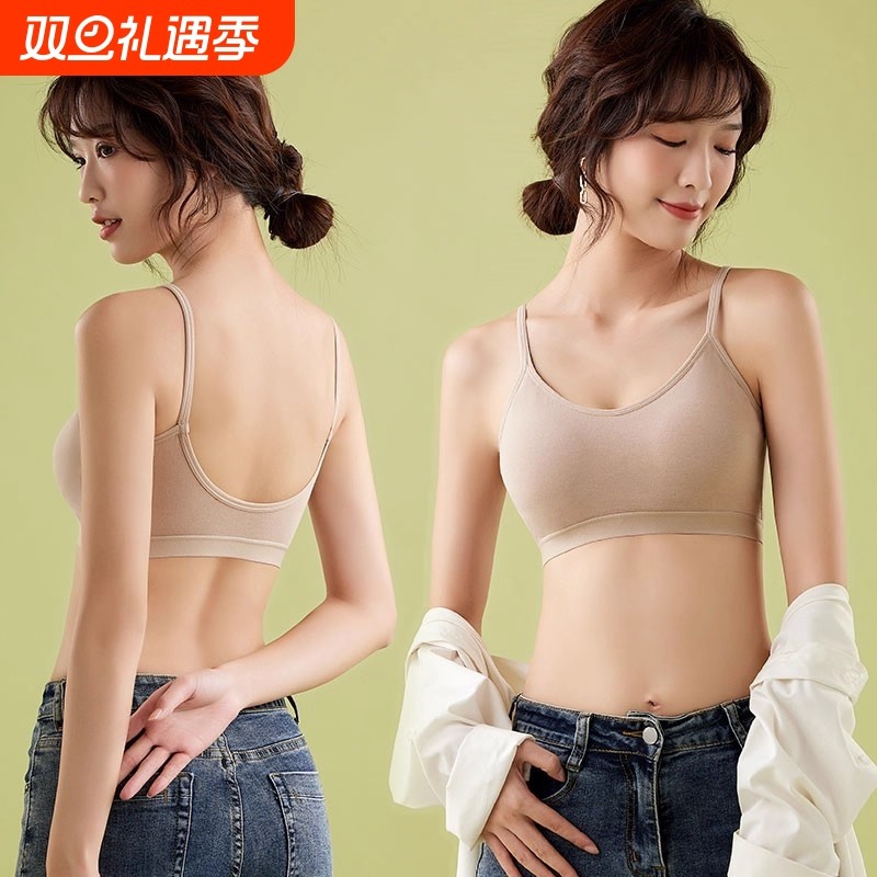 吊带内衣文胸一体裹胸女无钢圈背心式防走光收副乳轻柔全罩杯固定