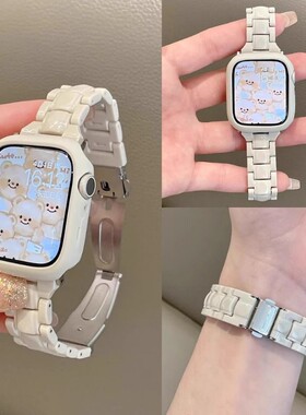 适用苹果手表applewatch10表带iwatchS8/S9/S10细款彩色糖果树脂7男女6高级se新款华强北s9腕带ultra运动夏