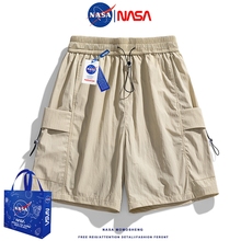NASA日系运动短裤女2024新款夏季冰丝直筒中裤子休闲工装五分裤男