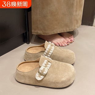 厚底增高超火一脚蹬勃肯鞋子包头半拖鞋女夏外穿2025秋季新款爆款