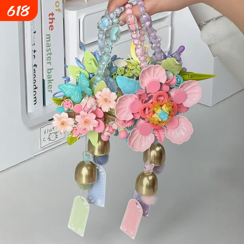 永生花积木拼装花朵治愈系祈愿花摆件送朋友生日礼物diy风铃挂饰