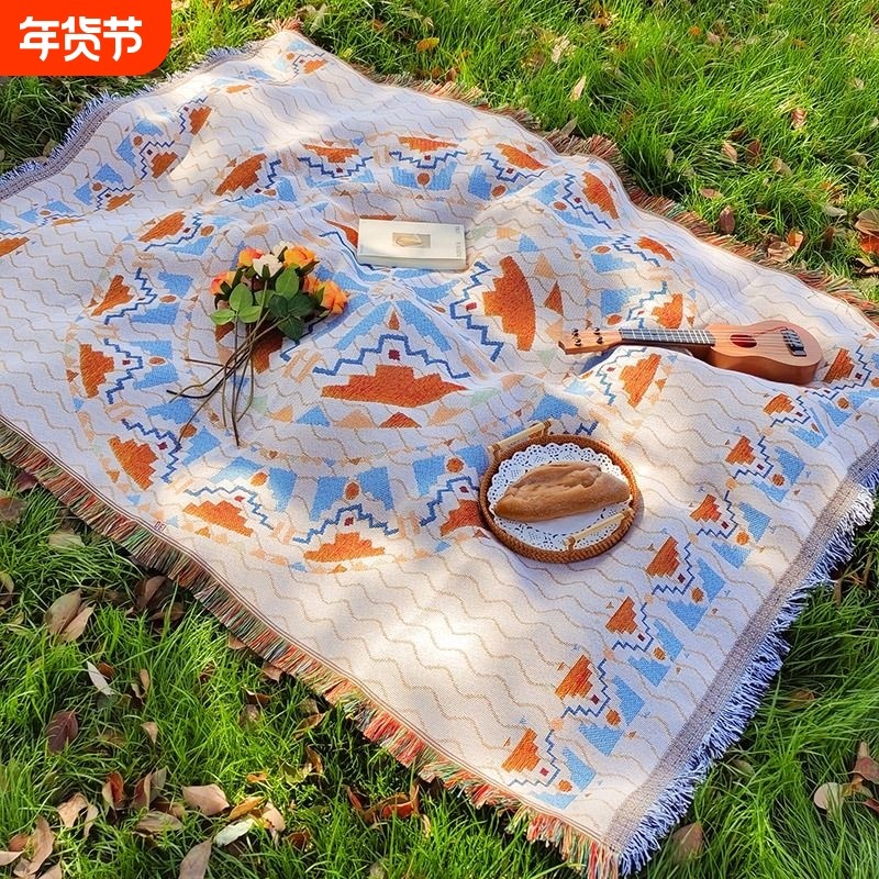 ins民族风野餐垫野餐布防潮垫帐篷装饰拍照桌布户外露营地垫毯子