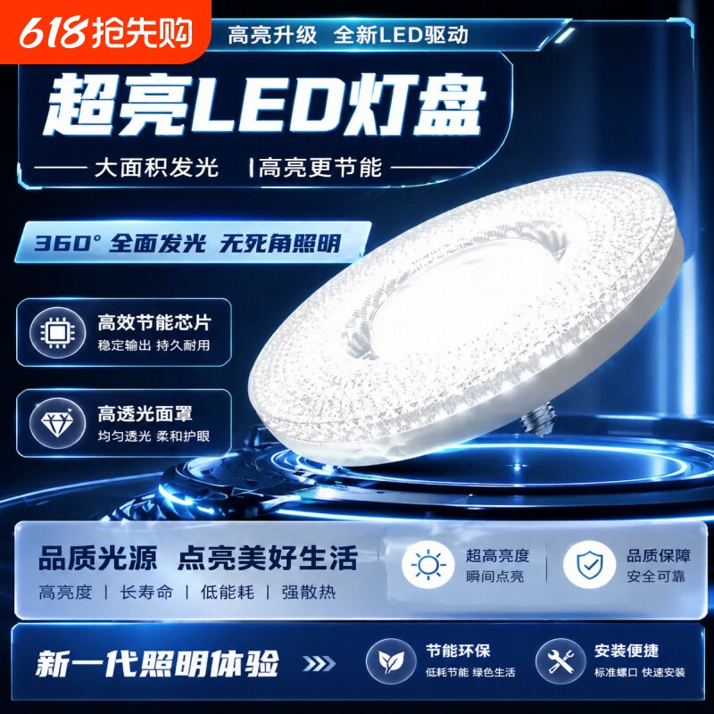 护眼新款水晶灯LED飞碟灯节能家用螺口E27灯泡高亮无频闪高亮节