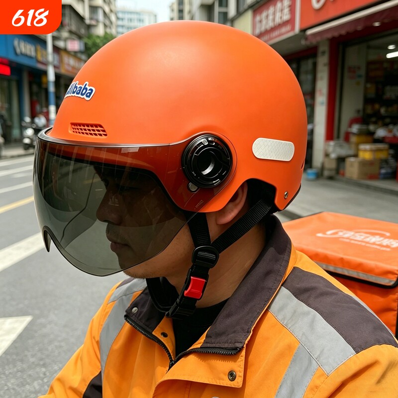 淘宝闪购骑手头盔橙色风暴26款外卖款官方正品众包透气轻便可过
