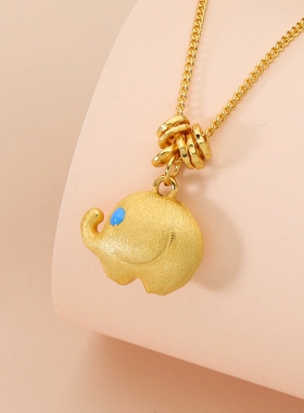 足银999小象吊坠项链转运平安锁