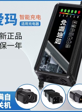 适配爱玛电动车充电器电瓶48V12AH60V20安72伏艾铅酸石墨烯新国标