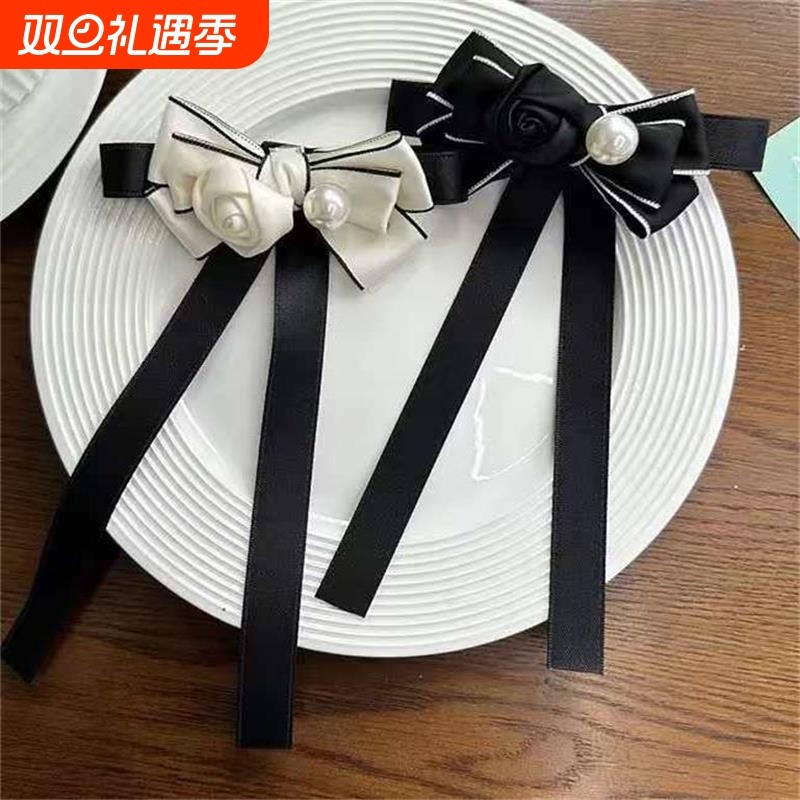 2025新品爆款蝴蝶结珍珠胸花别针时尚百搭领结玫瑰花珍珠胸针