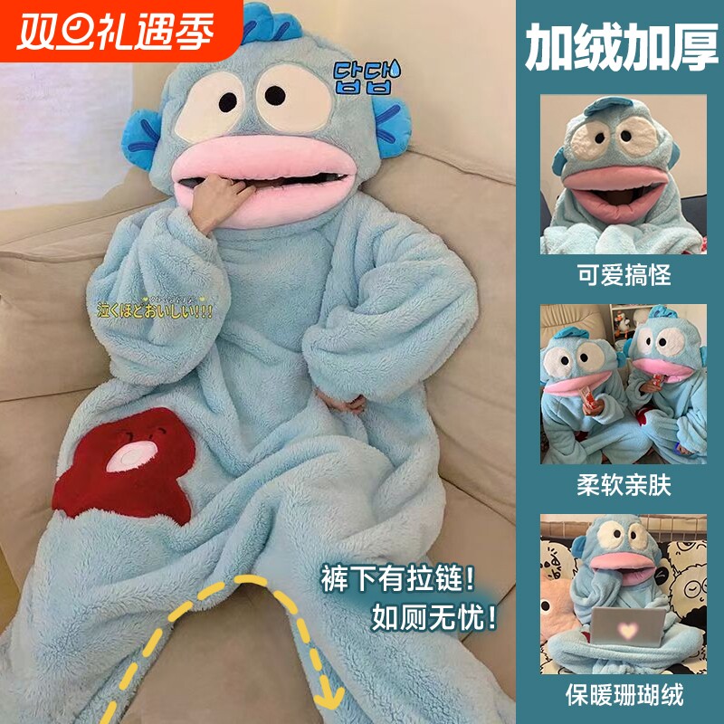 秋冬加厚珊瑚绒小丑鱼连体睡衣