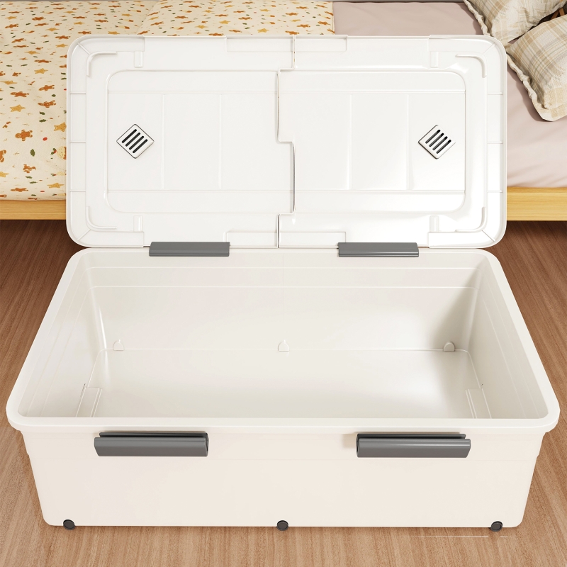 床底收纳箱床下收纳盒扁平带滑轮