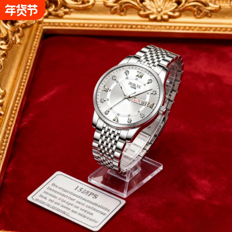 老人手表男士中老年人女士机械大数字对表夫妻爸爸妈妈款防水石英