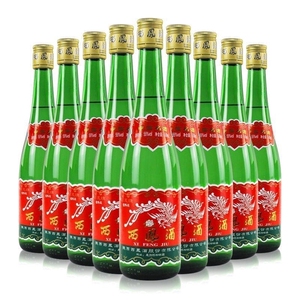 西凤酒绿瓶裸瓶装省外版55度凤香型白酒 500ml*9瓶整箱装散装绿脖
