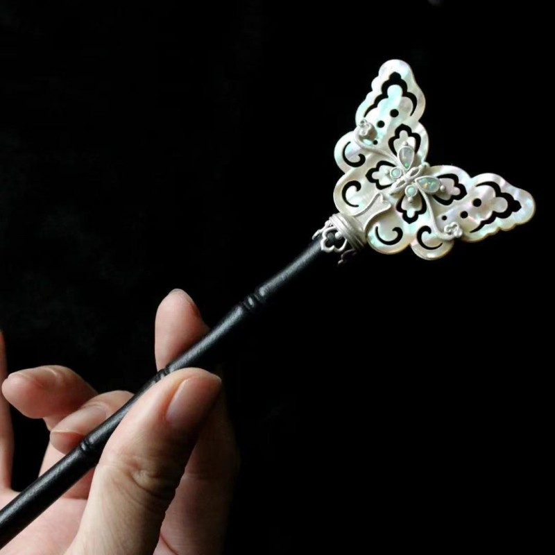 新中式镂空蝴蝶腰奴发簪复古小众设计感点缀古装汉服簪子配饰
