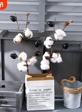 仿真花INS风5头棉花枝干花家居装饰婚庆路引花墙假花MW61182