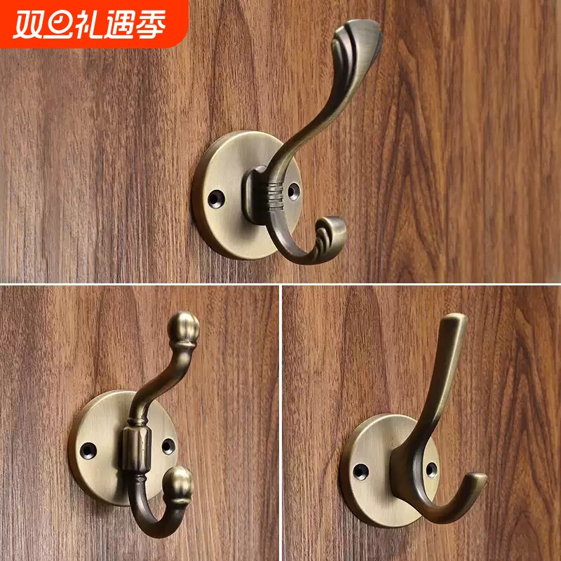 实木门后挂钩衣柜衣帽钩玄关墙壁单个挂钩青古铜欧式仿古挂衣钩