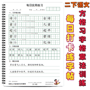 一二三四五六年级上下册写字表方格习字格章法练习字贴部编人教版二年级下课本同步练字贴每日打卡O款训练