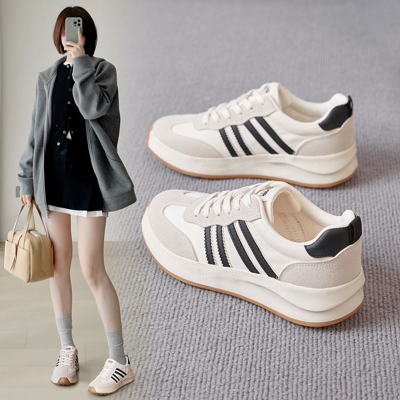厚底运动休闲鞋女春秋新款ins百搭耐磨增高老爹鞋小白鞋女