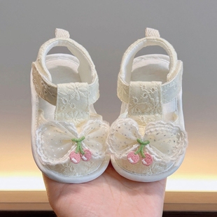 夏季 公主6 12月嬰幼兒仙女蝴蝶結透氣涼鞋 一歲女寶寶軟底學步鞋