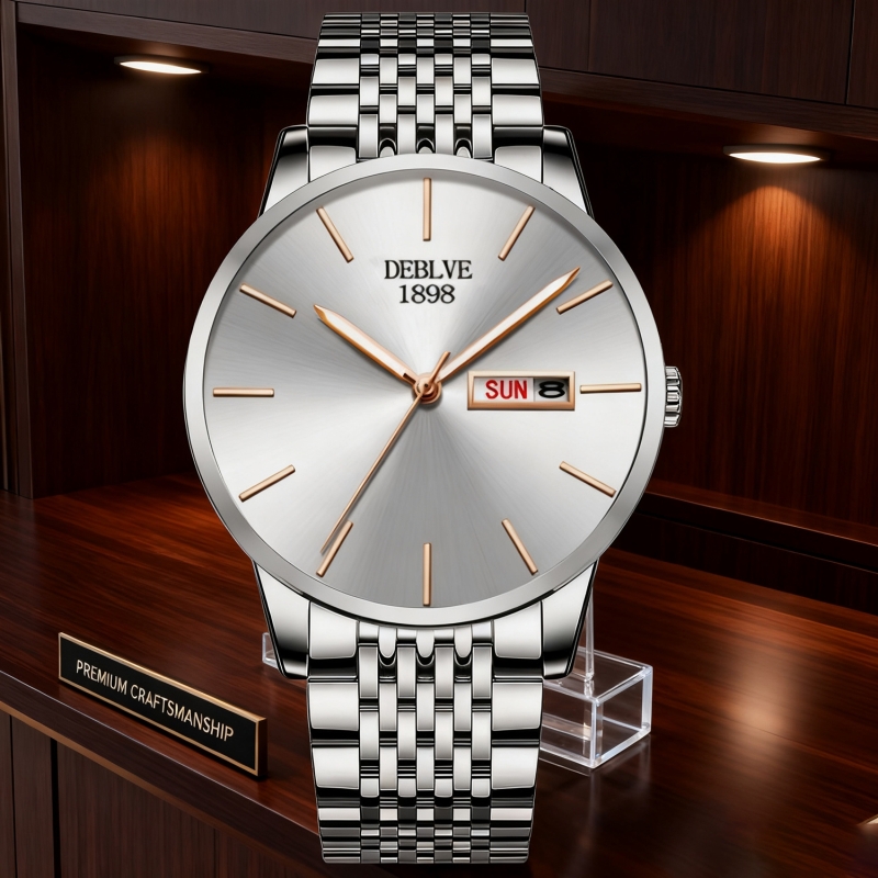 手表男款机械风全自动防水高级感全自动男表数字双日历防水腕表男