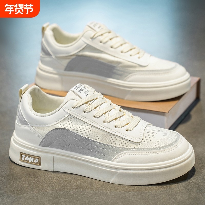 品牌断码夏季男鞋新款透气帆布鞋子男款潮流百搭厚底小白鞋运动鞋