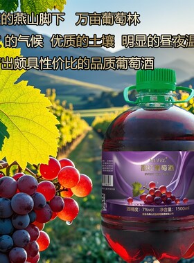 1.5L桶装甜红干红葡萄酒非农家自酿水果酒半甜甜型白葡萄甜白玫瑰