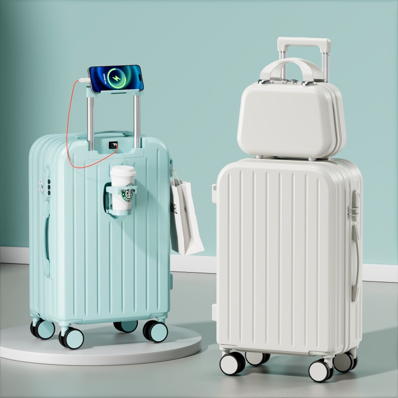 新款ABS+PC行李箱20寸万向轮高颜值学生旅行箱登机大容量高品