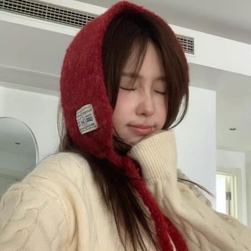 韩版绑带针织护耳秋冬季纯色女保暖防风耳套两用护颈耳罩甜美百搭