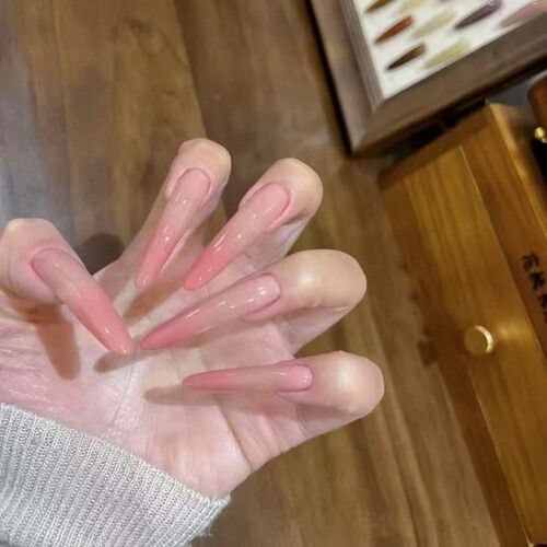 无品牌纯手工夏季穿戴裸色美甲显白渐变高级蜜桃简约温柔爆款