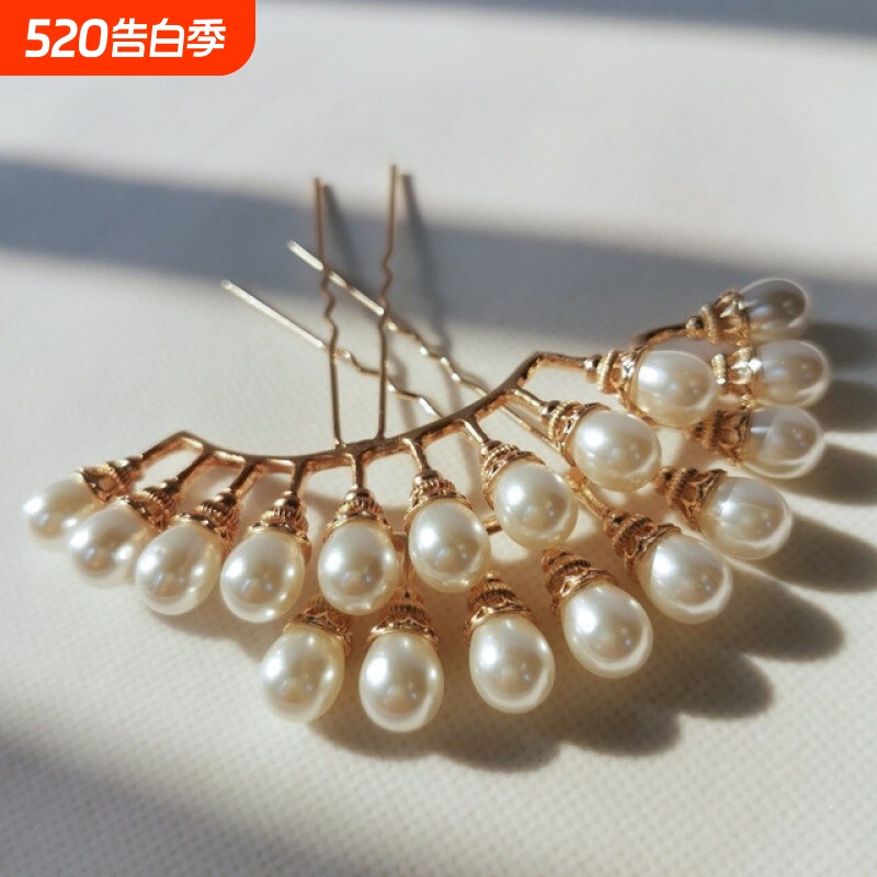 古装汉服头饰珍珠排钗排簪宋风明制发簪古风发插日常百搭配饰金色