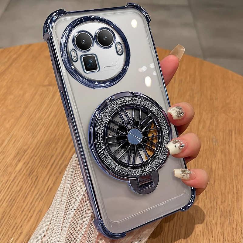 四角气囊适用真我gt8pro手机壳新款realmeGT8pro透明硅胶软壳全包带镜头膜防摔男女款解压旋转陀螺支架保护壳