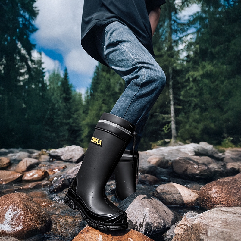 中筒束口男雨鞋防滑防水鞋厨房胶鞋洗车工地耐磨水靴户外登山耐磨