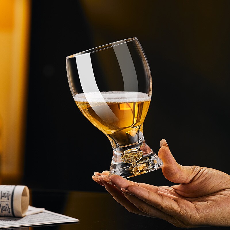 精酿小麦扎啤杯家用高档创意冷饮杯果汁杯酒杯套装创意金箔啤酒杯