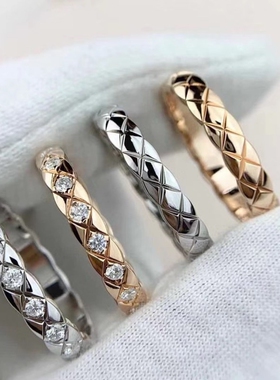 绝美不容错过宽窄版coco菱格纹戒指高级感叠戴个性男女食指指环