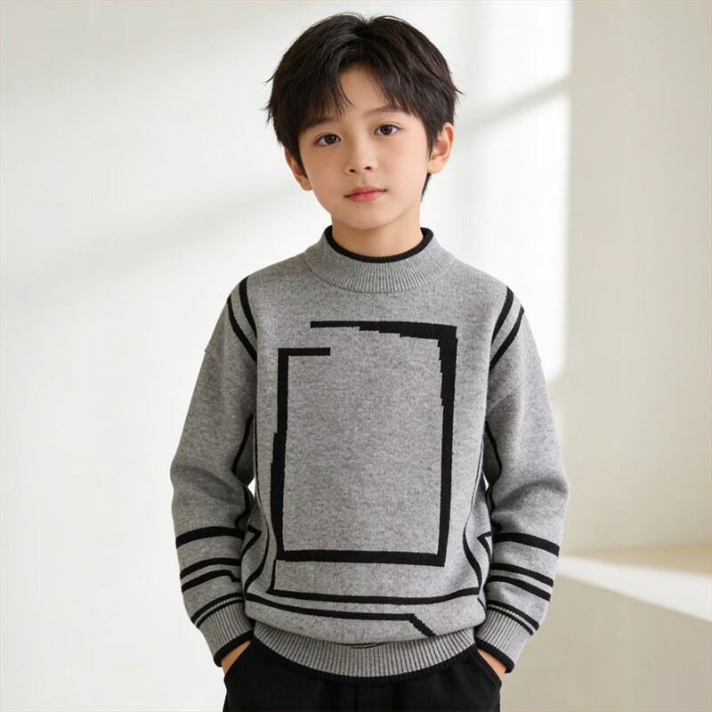 童装男童毛衣秋冬款儿童学院风针织衫新款洋气中大童冬装上衣黑色