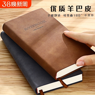 记事本随身笔记小本子工作a6本子便携式学生携带商务随手记录备忘录文具日记本封面口袋LOGO软皮红色线装棕色
