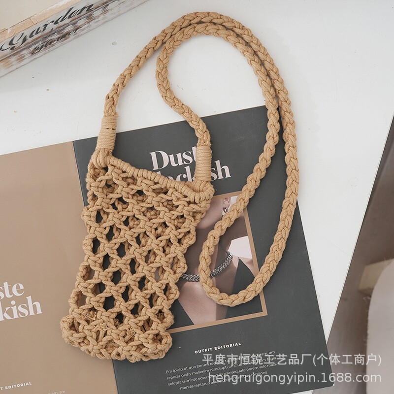 夏天夏季海边度假风草编编织小包包女士2025新款镂空斜挎包手机包