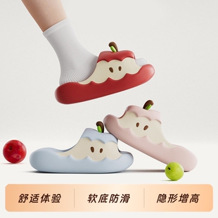凉拖外穿 可爱居家防滑洗澡用女款 粉蓝鸳鸯苹果拖鞋 女夏季