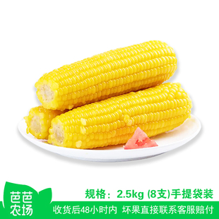 有机黄甜粘糯玉米新鲜真空加热即食 2.5kg礼袋装 芭芭农场