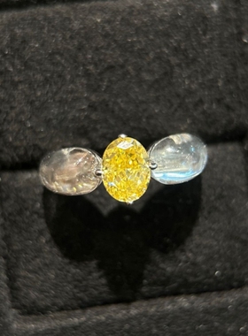 法式轻奢胖嘟嘟黄钻高级感白水晶戒指透明百搭星空穹顶宽戒女指环