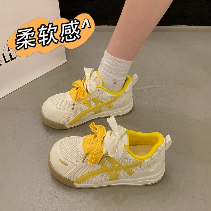 德训鞋女款夏季2026新款网面透气休闲运动阿甘鞋大头内增高女鞋子图片