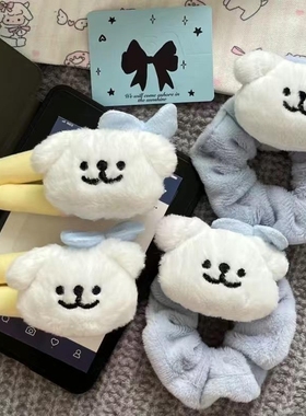 蓝色蝴蝶线条狗发圈甜美少女侧边BB夹网红百搭马尾头绳卡通发饰