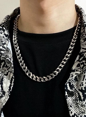 欧美古巴炼子项炼hiphop男女潮流ins嘻哈夸张钛钢不掉色高街粗款